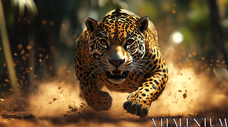 AI ART Wildlife: Jaguar Running in Jungle