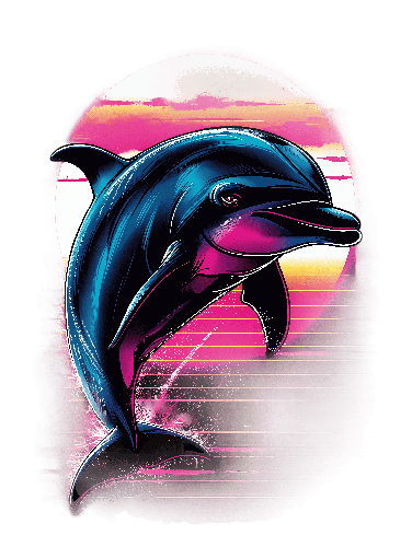 POD Design Dolphin Sunset Leap - Digital Ocean Art