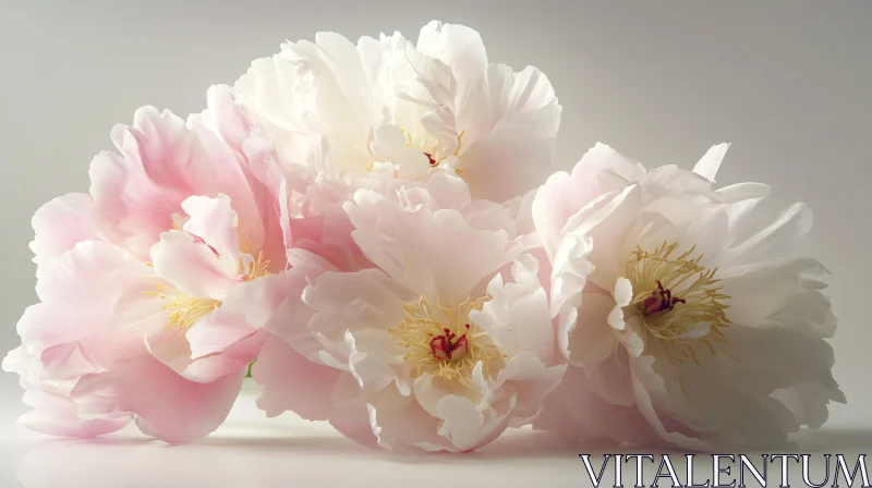 AI ART Delicate Pink and White Peonies