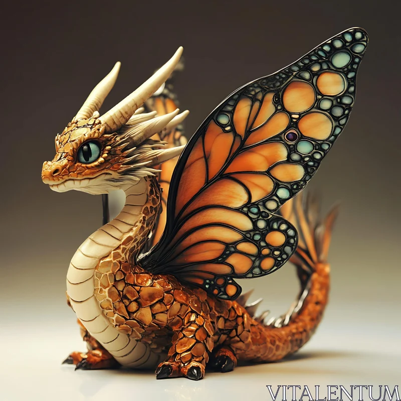 AI ART Enchanting Butterfly Dragon Sculpture