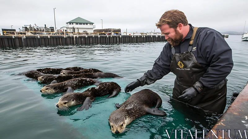 Otter Care at Dockside Aquarium AI Image