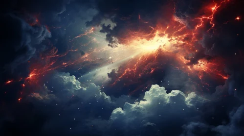 Fantastical Sky Wallpaper: A Blend of Cosmic Landscape and Energy Explosions