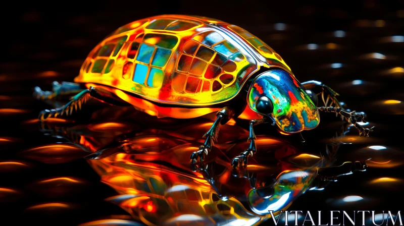Luminous Glass Art: Colorful Insect Display AI Image