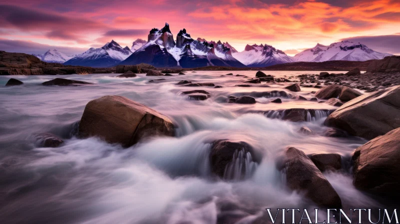 Spectacular Sunset Over Mount Fitzroy, Patagonia AI Image