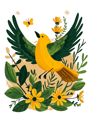 Whimsical Cartoon-style Yellow Bird Vector Illustration