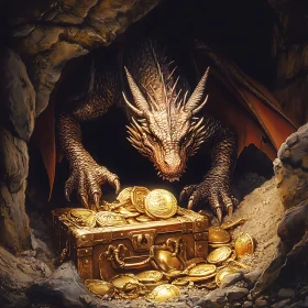 Golden Hoard Protected by Dragon