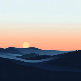 Serene Mountain Sunset Art Print