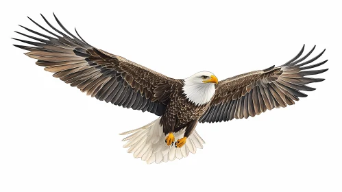 Soaring Eagle in Detailed Illustration