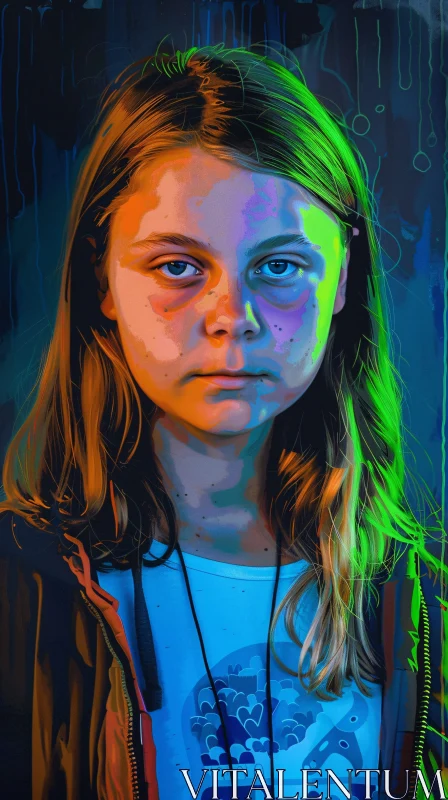 AI ART Greta Thunberg Environmental Art Portrait