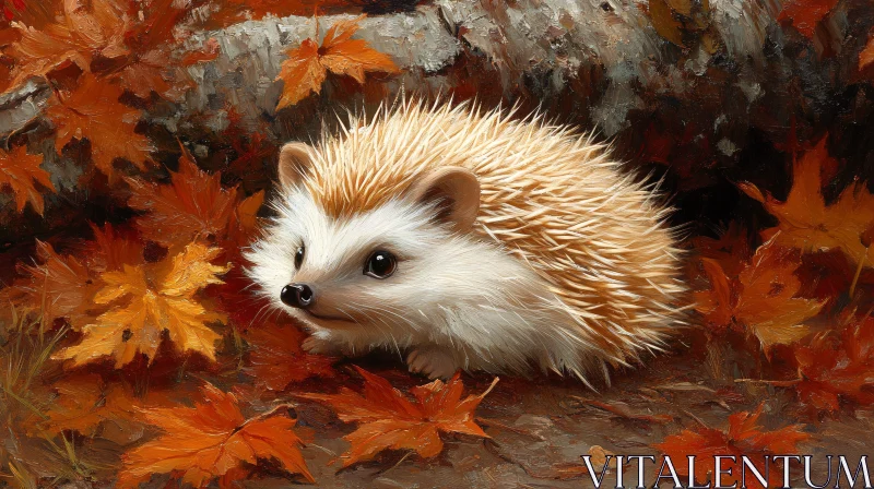 Hedgehog in a Fall Setting AI Image