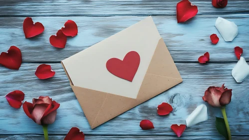 Romantic Letter with Red Heart