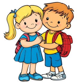 Cartoon Children Friendship Illustration