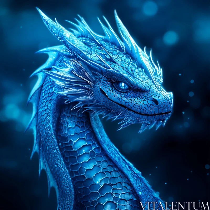 AI ART Blue Dragon Portrait: Scales and Starlight