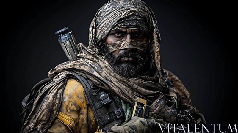 Man in Camo Gear AI Image