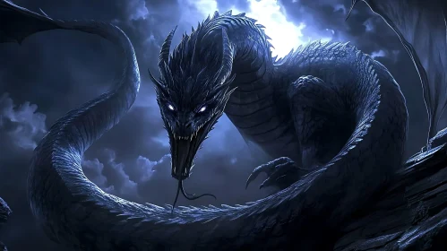 Night Dragon with Glowing Eyes