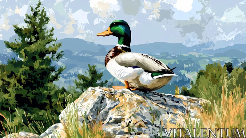 Wild Duck in Natural Habitat AI Image