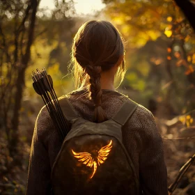 Girl with Bow in Forest