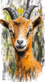 Expressive Goat Portrait Art