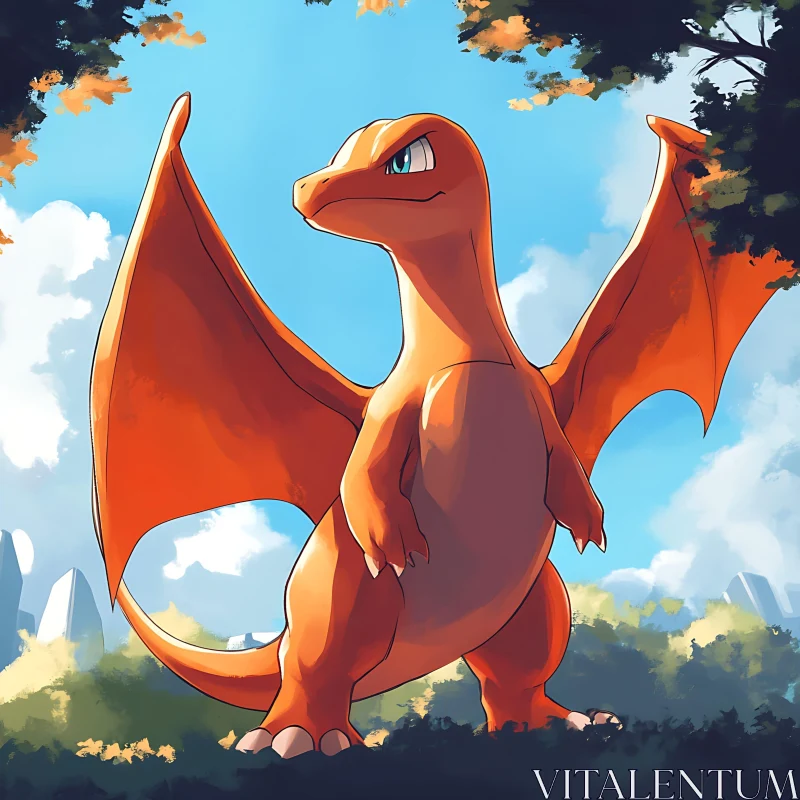 AI ART Orange Dragon with Wings