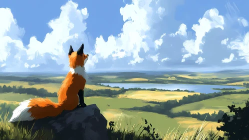 Tranquil Fox and Scenic View