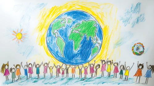 Kids Drawing of World