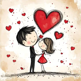 Cartoon Couple in Love