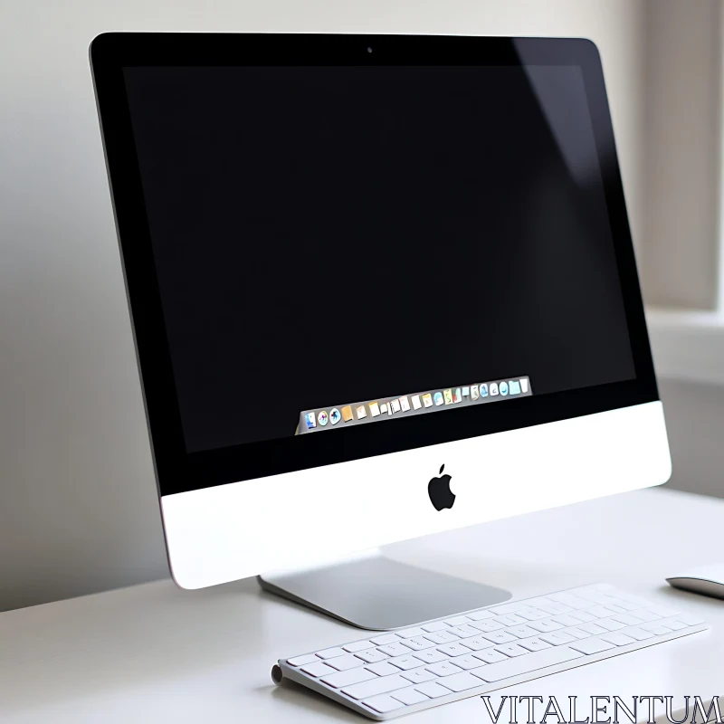 Modern Apple iMac Setup on Minimalist Desk AI Image