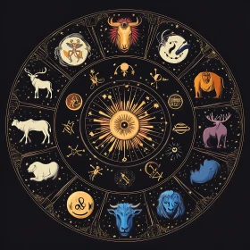 Celestial Zodiac Wheel Artistic Rendition