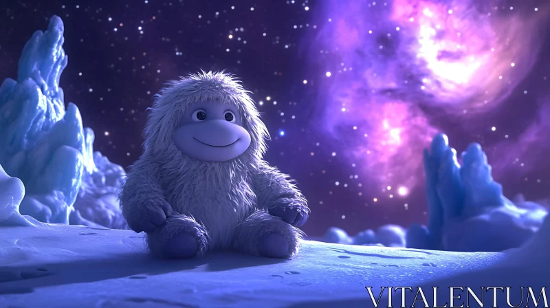 Smiling Yeti in a Winter Wonderland AI Image