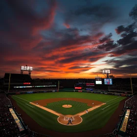 Sunset Over Baseball Field