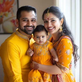 Family in Yellow Traditional Dress