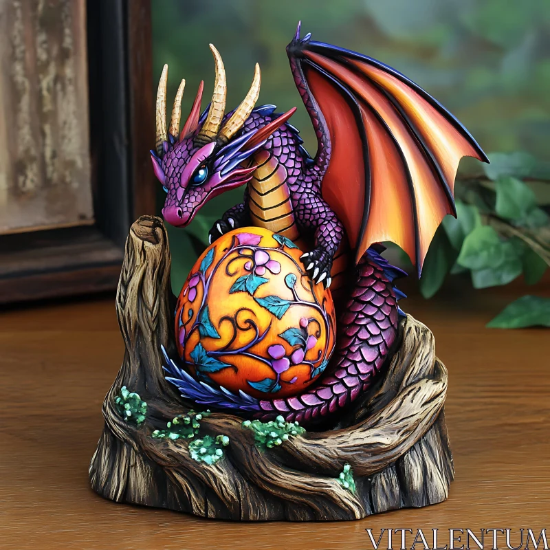 AI ART Dragon and Egg Sculpture