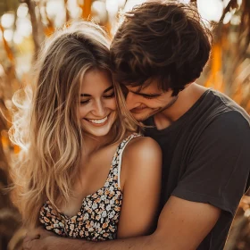 Joyful Couple Portrait in Warm Light