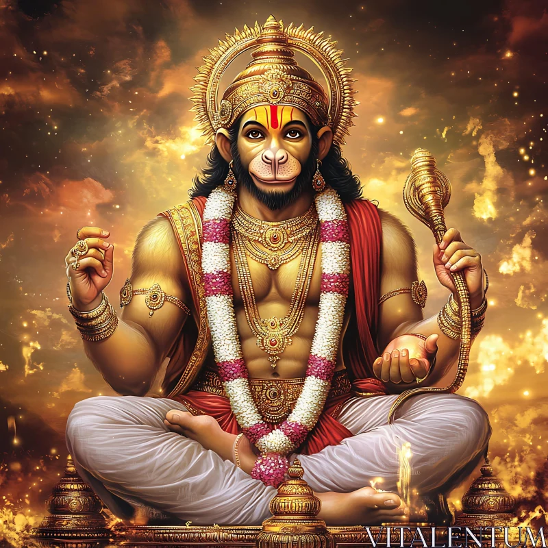 Meditative Hanuman: A Vision of Divinity AI Image