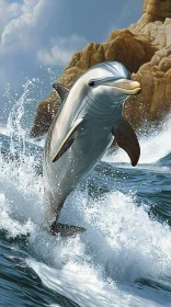 Playful Dolphin in Ocean Splash