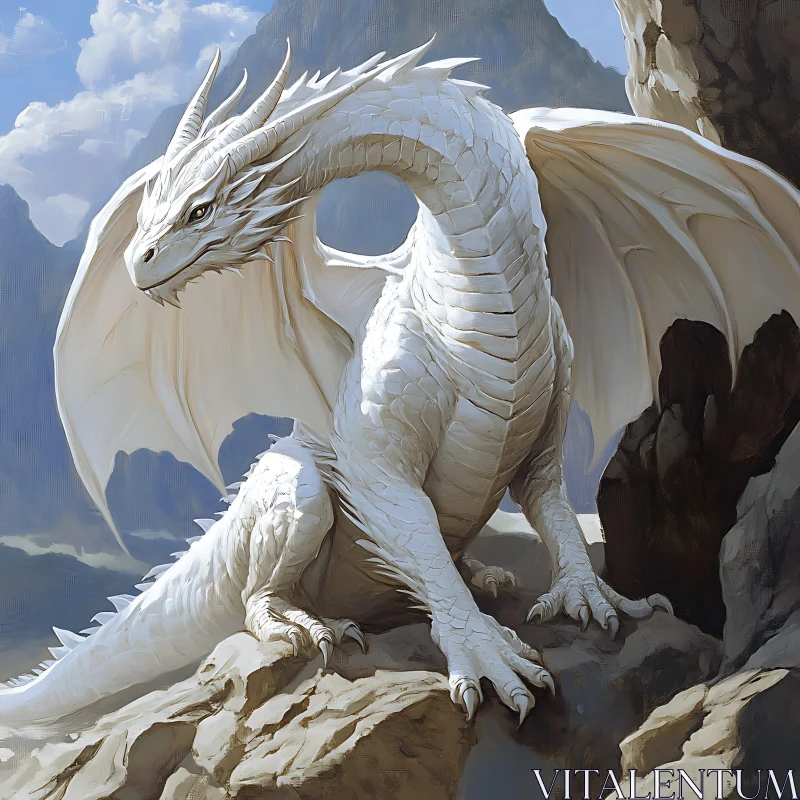 AI ART Icy Dragon on Mountain Peak