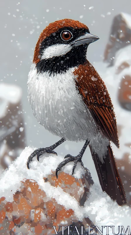 Winter Wilderness Bird Portrait AI Image