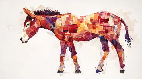 Colorful Mosaic Donkey Art