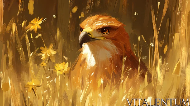 AI ART Eagle in a Field of Flowers