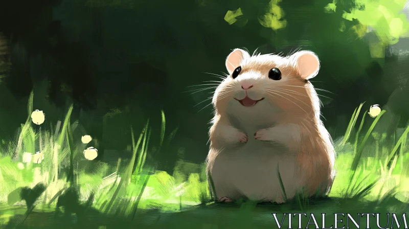 Sunlit Hamster in Nature AI Image