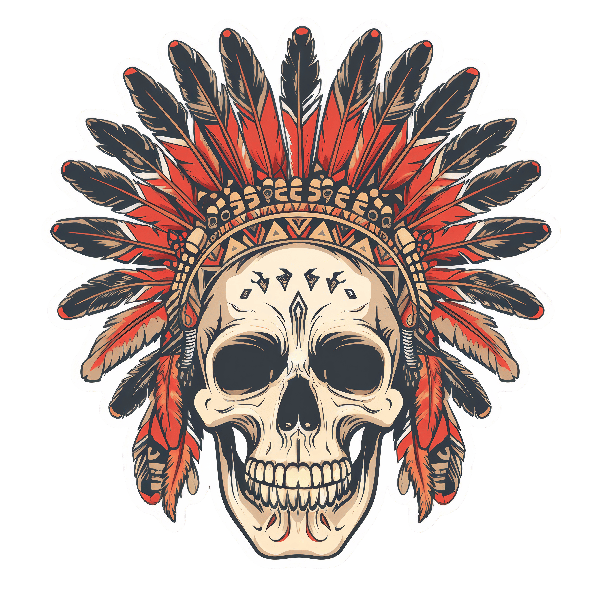 Native American Skull Illustration POD Design