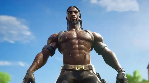 Strong Man with Braids under Sunlight