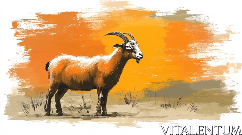 Goat in Artistic Landscape AI Image