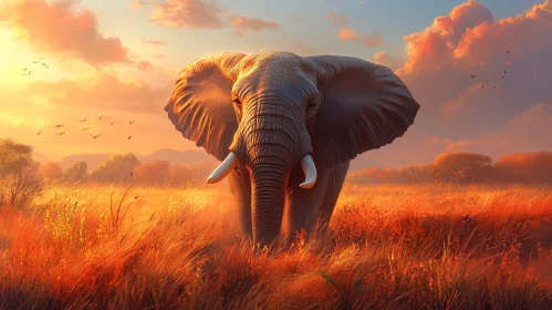 Elephant at Golden Hour in the Wild