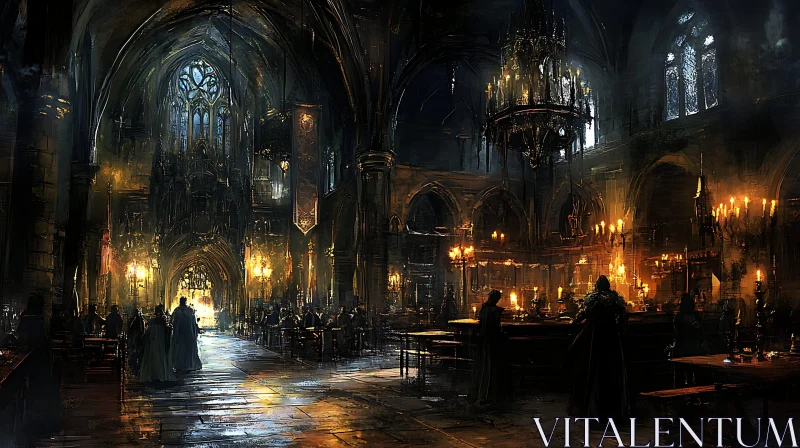 Candlelit Gothic Gathering AI Image