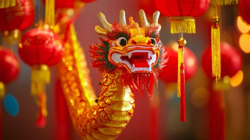 Chinese Dragon with Red Lanterns