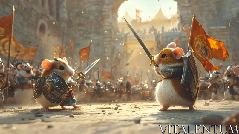 AI ART Hamster Medieval Battle Scene