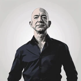 Jeff Bezos Illustration in Dark Attire