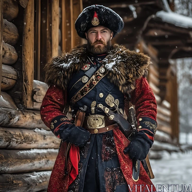 Man in Traditional Cossack Outfit AI Image