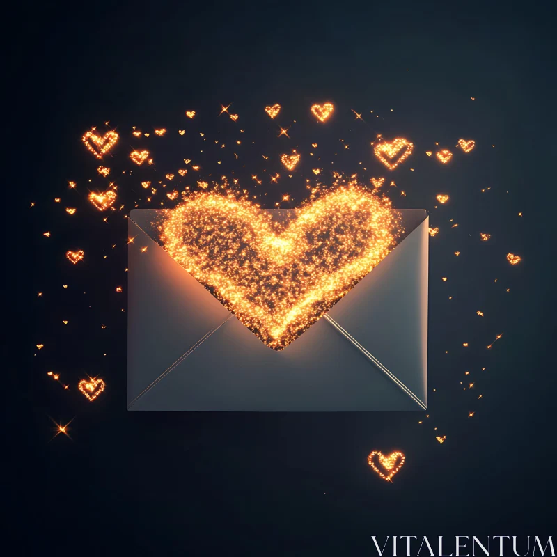 Sparkling Heart in Envelope AI Image